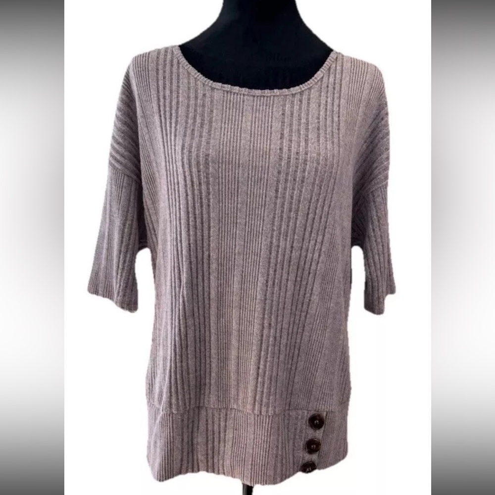 AUW ladies light purple lavender pullover soft‎ cozy knit sweater size XL button